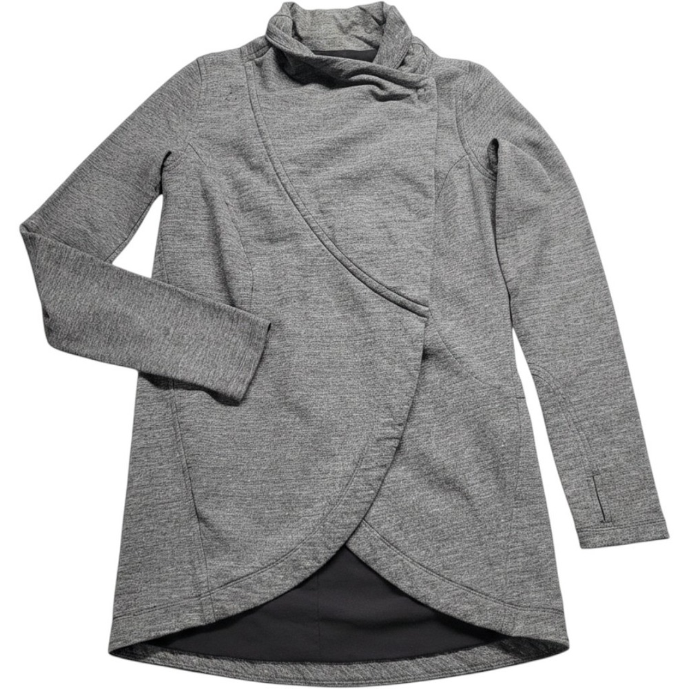 Lululemon Bliss Wrap Cardigan Heathered Grey Asymmetrical Snap Front Size 4